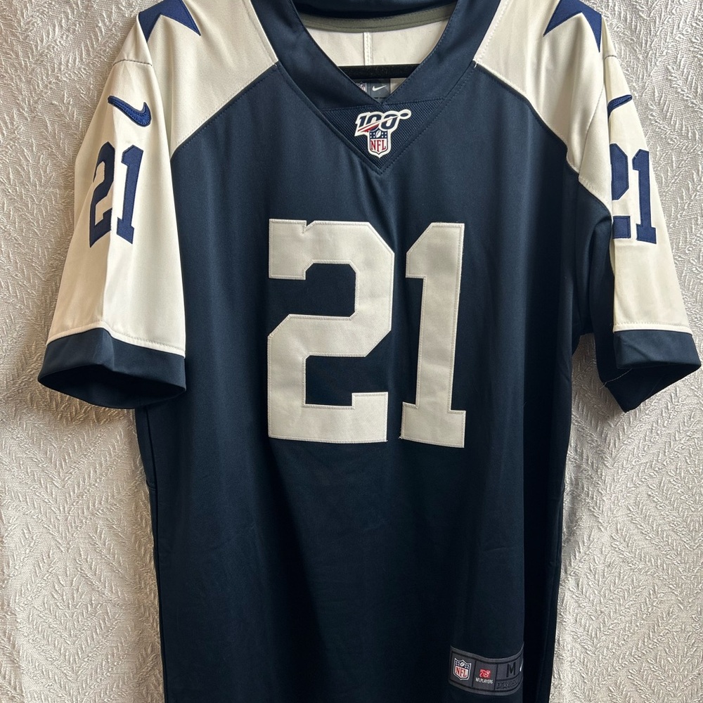 Title: Nike Dallas Cowboys Ezekiel Elliott #21 NFL 100th Anniversary Jersey - Picture 10 of 11